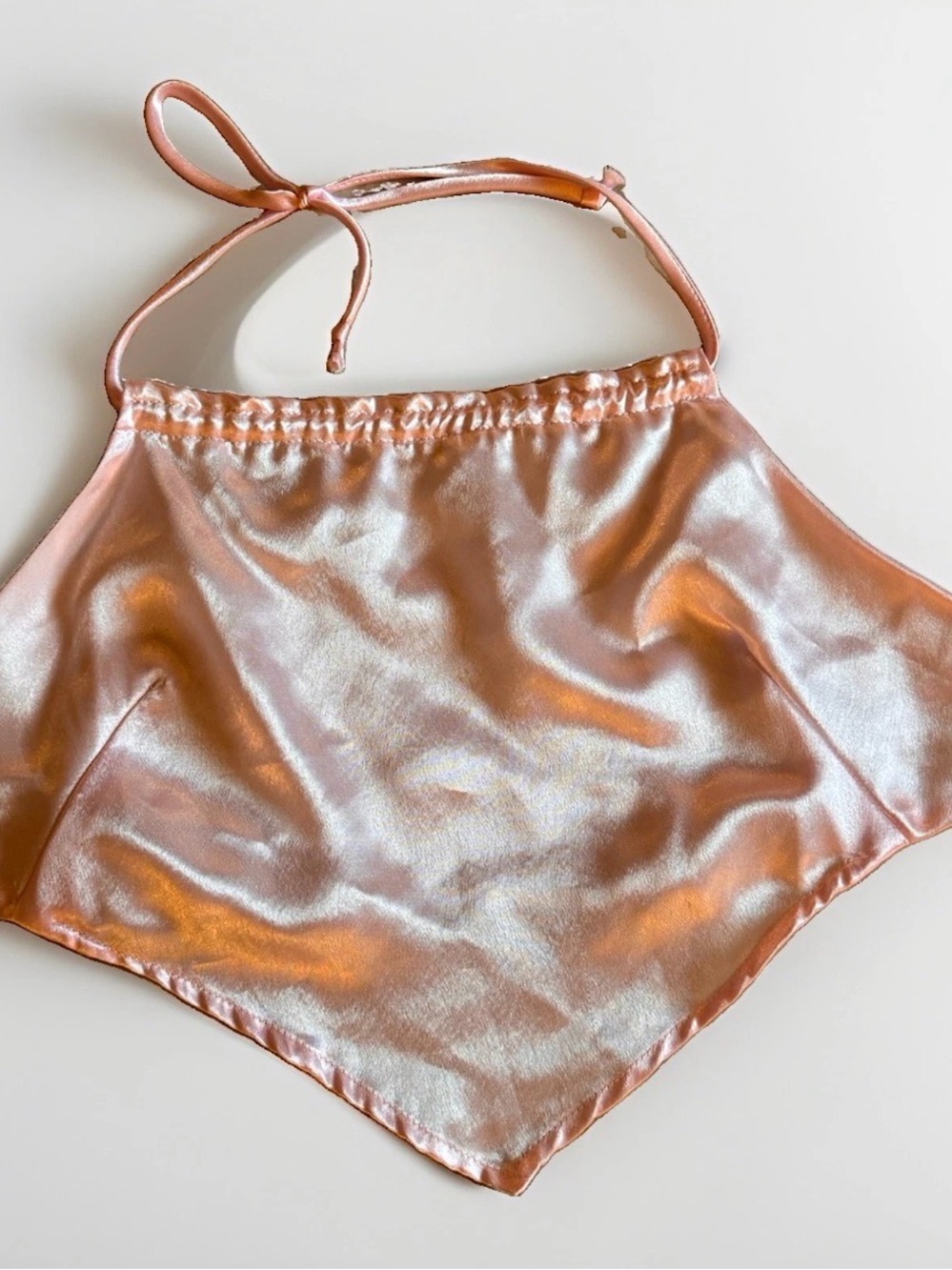 Women's Metallic Halter Crop Top in Shimmery Rose